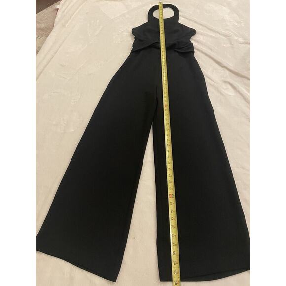 Ramy Brook Black Halter Jumpsuit XS 0 Wide Leg Twist Front Open Back Romper - Picture 5 of 13